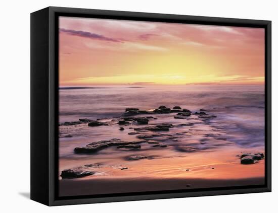 California, San Diego. Sunset Cliffs Tide Pools Reflecting the Sunset-Christopher Talbot Frank-Framed Stretched Canvas