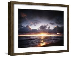 California, San Diego, Sunset over a Beach and Waves on the Ocean-Christopher Talbot Frank-Framed Photographic Print