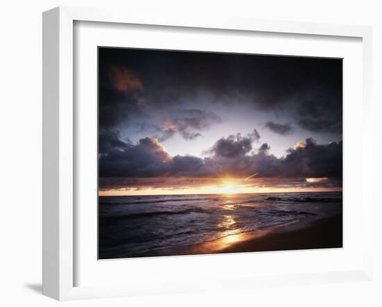 California, San Diego, Sunset over a Beach and Waves on the Ocean-Christopher Talbot Frank-Framed Photographic Print