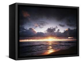 California, San Diego, Sunset over a Beach and Waves on the Ocean-Christopher Talbot Frank-Framed Stretched Canvas