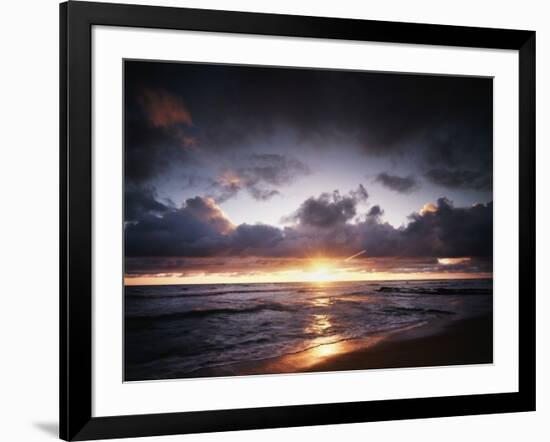 California, San Diego, Sunset over a Beach and Waves on the Ocean-Christopher Talbot Frank-Framed Photographic Print