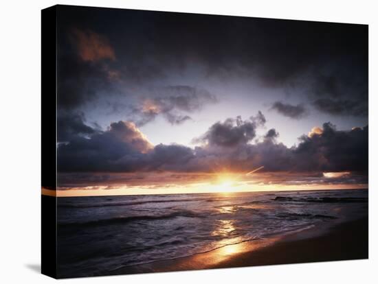 California, San Diego, Sunset over a Beach and Waves on the Ocean-Christopher Talbot Frank-Stretched Canvas