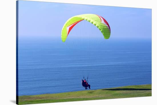 California, San Diego, Torrey Pines Gliderport. Hang Gliders Landing-Steve Ross-Stretched Canvas