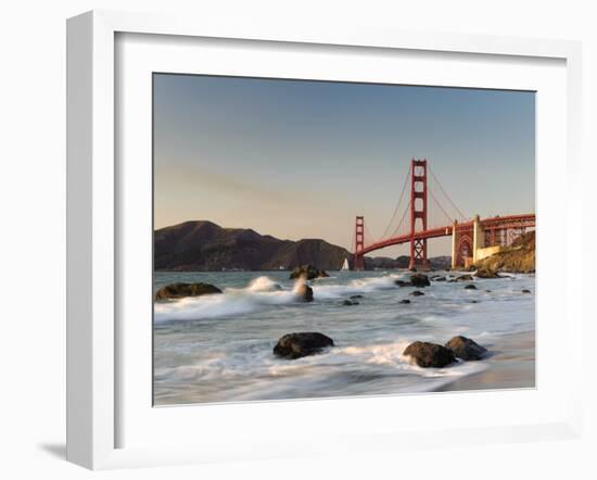 California, San Francisco, Baker's Beach and Golden Gate Bridge, USA-Michele Falzone-Framed Photographic Print