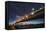 California, San Francisco. Composite of Star Trails Above Bay Bridge-Jaynes Gallery-Framed Stretched Canvas