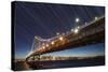 California, San Francisco. Composite of Star Trails Above Bay Bridge-Jaynes Gallery-Stretched Canvas