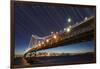 California, San Francisco. Composite of Star Trails Above Bay Bridge-Jaynes Gallery-Framed Photographic Print