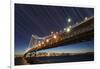 California, San Francisco. Composite of Star Trails Above Bay Bridge-Jaynes Gallery-Framed Premium Photographic Print
