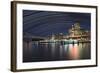 California, San Francisco. Composite of Star Trails Above Downtown-Jaynes Gallery-Framed Photographic Print