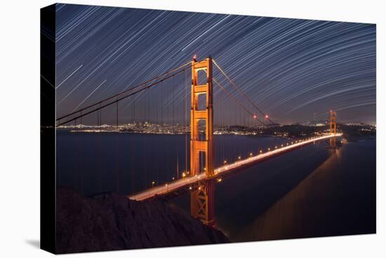 California, San Francisco. Composite of Star Trails Above Golden Gate Bridge-Jaynes Gallery-Stretched Canvas