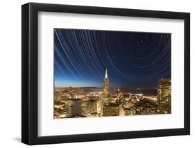 California, San Francisco. Composite of Star Trails Above Transamerica Building-Jaynes Gallery-Framed Photographic Print