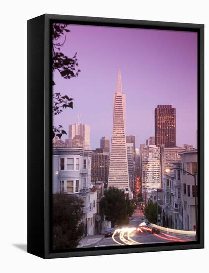 California, San Francisco, Downtown and Transamerica Building from Telegraph Hill Historic District-Alan Copson-Framed Stretched Canvas