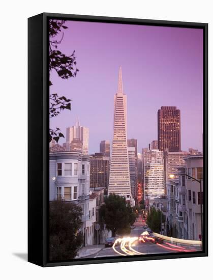 California, San Francisco, Downtown and Transamerica Building from Telegraph Hill Historic District-Alan Copson-Framed Stretched Canvas