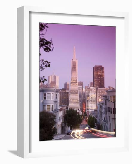 California, San Francisco, Downtown and Transamerica Building from Telegraph Hill Historic District-Alan Copson-Framed Photographic Print