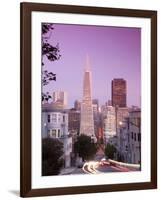 California, San Francisco, Downtown and Transamerica Building from Telegraph Hill Historic District-Alan Copson-Framed Photographic Print