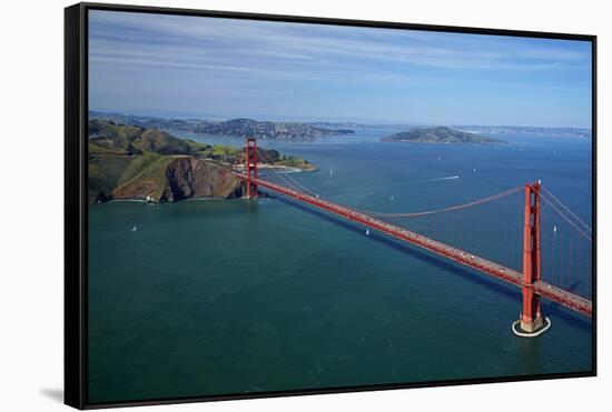 California, San Francisco, Golden Gate Bridge and San Francisco Bay-David Wall-Framed Stretched Canvas