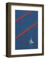 California, San Francisco, Golden Gate Bridge and Yacht-David Wall-Framed Photographic Print