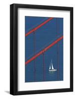 California, San Francisco, Golden Gate Bridge and Yacht-David Wall-Framed Photographic Print