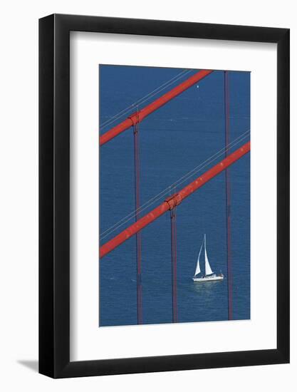 California, San Francisco, Golden Gate Bridge and Yacht-David Wall-Framed Photographic Print