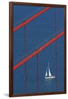 California, San Francisco, Golden Gate Bridge and Yacht-David Wall-Framed Photographic Print