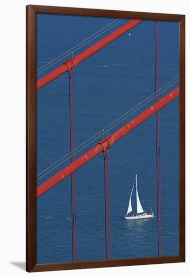 California, San Francisco, Golden Gate Bridge and Yacht-David Wall-Framed Photographic Print