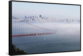 California, San Francisco Golden Gate Bridge Disappearing into Fog-John Ford-Framed Stretched Canvas