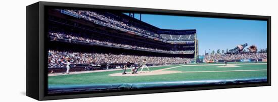 California, San Francisco, Sbc Ballpark, Spectator Watching the Baseball Game in the Stadium-null-Framed Stretched Canvas