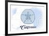 California - Sand Dollar - Blue - Coastal Icon-Lantern Press-Framed Art Print