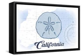 California - Sand Dollar - Blue - Coastal Icon-Lantern Press-Framed Stretched Canvas