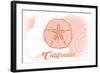 California - Sand Dollar - Coral - Coastal Icon-Lantern Press-Framed Art Print