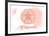 California - Sand Dollar - Coral - Coastal Icon-Lantern Press-Framed Premium Giclee Print