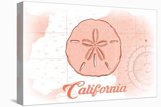 California - Sand Dollar - Coral - Coastal Icon-Lantern Press-Stretched Canvas