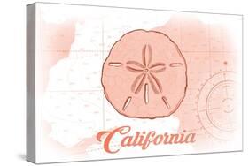 California - Sand Dollar - Coral - Coastal Icon-Lantern Press-Stretched Canvas