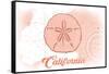 California - Sand Dollar - Coral - Coastal Icon-Lantern Press-Framed Stretched Canvas