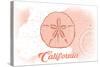 California - Sand Dollar - Coral - Coastal Icon-Lantern Press-Stretched Canvas