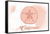 California - Sand Dollar - Coral - Coastal Icon-Lantern Press-Framed Stretched Canvas