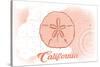 California - Sand Dollar - Coral - Coastal Icon-Lantern Press-Stretched Canvas