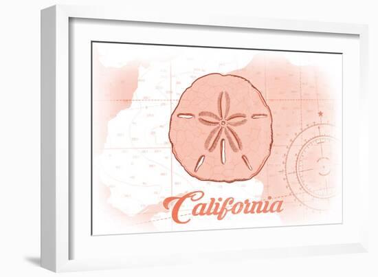 California - Sand Dollar - Coral - Coastal Icon-Lantern Press-Framed Art Print