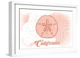 California - Sand Dollar - Coral - Coastal Icon-Lantern Press-Framed Art Print