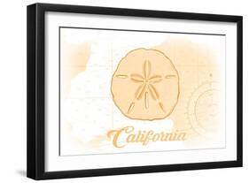 California - Sand Dollar - Yellow - Coastal Icon-Lantern Press-Framed Art Print