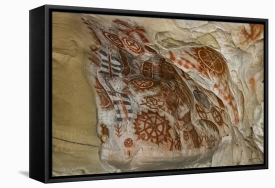 California, Santa Barbara, Chumash Painted Cave, Rock Art-Alison Jones-Framed Stretched Canvas