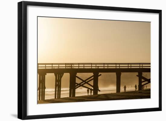 California, Santa Barbara Co, Goleta Beach Co Park, Pier at Sunset-Alison Jones-Framed Photographic Print