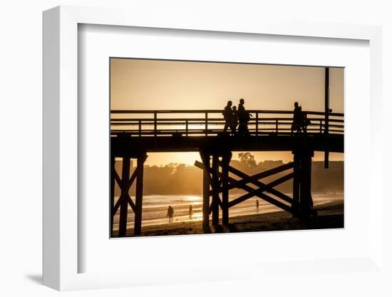 California, Santa Barbara Co, Goleta Beach Co Park, Pier at Sunset-Alison Jones-Framed Photographic Print