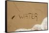 California, Santa Barbara Co, Jalama Beach, Water Written in Sand-Alison Jones-Framed Stretched Canvas