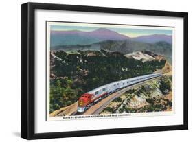 California - Santa Fe Streamliner Ascending Cajon Pass-Lantern Press-Framed Art Print