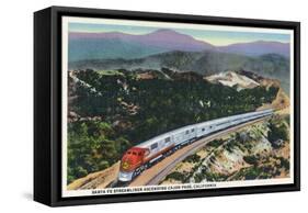 California - Santa Fe Streamliner Ascending Cajon Pass-Lantern Press-Framed Stretched Canvas