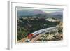 California - Santa Fe Streamliner Ascending Cajon Pass-Lantern Press-Framed Art Print