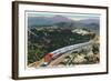 California - Santa Fe Streamliner Ascending Cajon Pass-Lantern Press-Framed Art Print