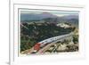California - Santa Fe Streamliner Ascending Cajon Pass-Lantern Press-Framed Premium Giclee Print