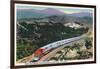 California - Santa Fe Streamliner Ascending Cajon Pass-Lantern Press-Framed Art Print